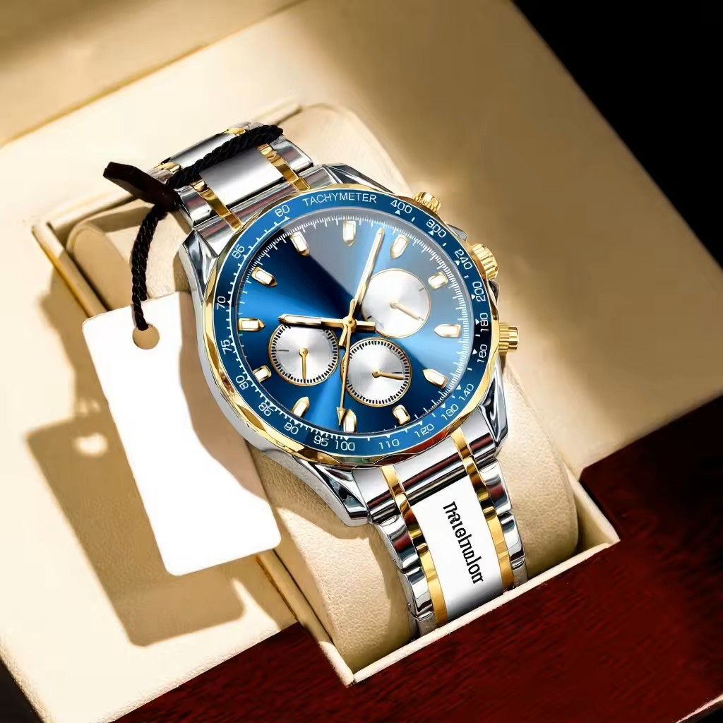 [WALLAPOP-1299916817] Poedagar · cronógrafo azul bicolor 40 mm