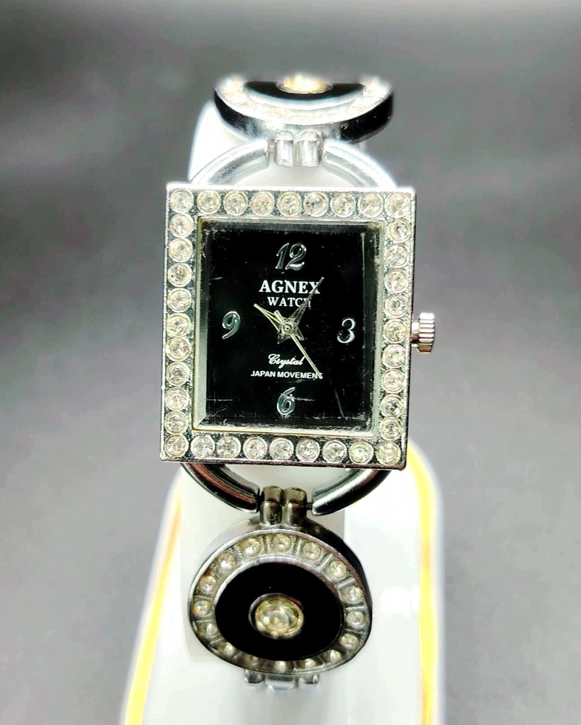 [WALLAPOP-1298914952] Agnex Watch · reloj joya de esfera negra y pedrería