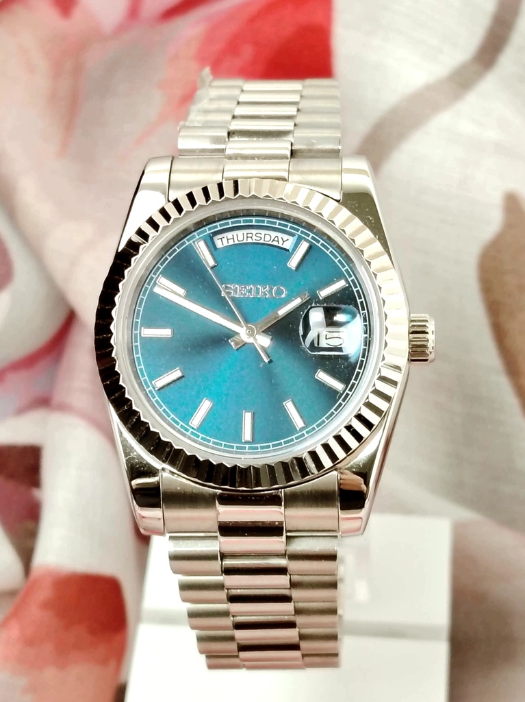 [WALLAPOP-1313373054] Seiko Mod Blue Sunburst · automático Day-Date 36 mm