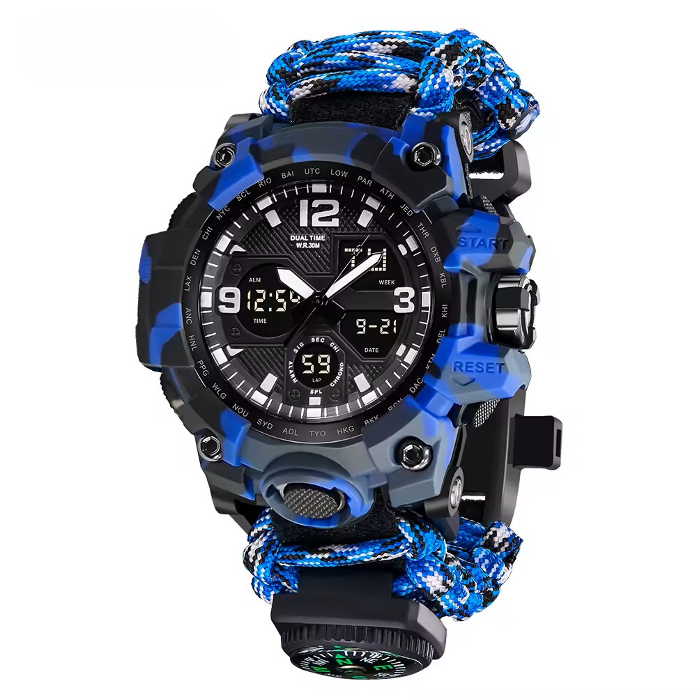 [WALLAPOP-1273026905] Reloj táctico azul · multifunción 43 mm