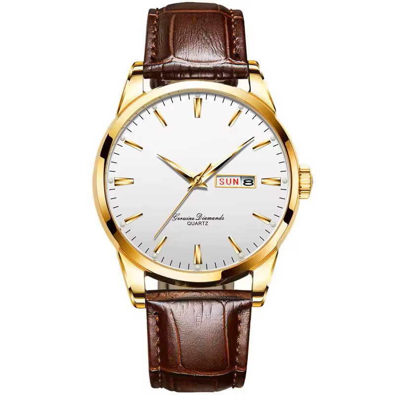 [WALLAPOP-1250801920] Binbond · esfera blanca y correa marrón 40 mm