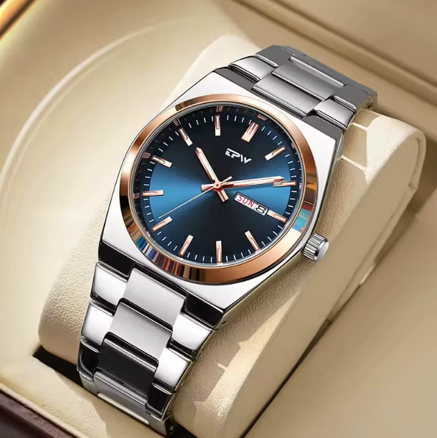 [WALLAPOP-1262616257] TPW · azul con bisel oro rosa 40 mm